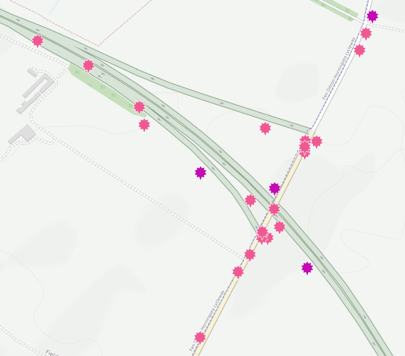 Collision records at A14 Junction 34